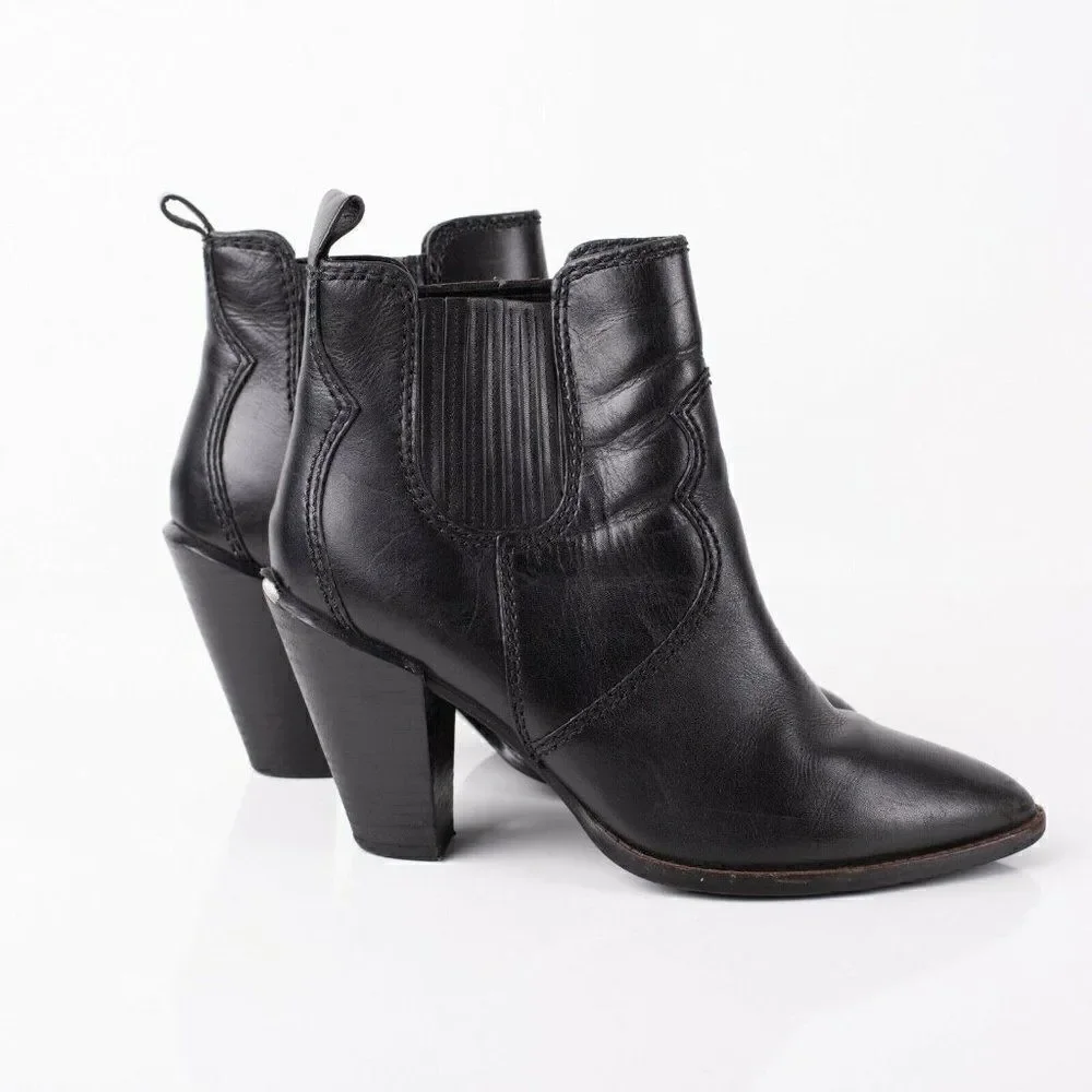 Coach Westyn Womens Black Leather Heeled Ankle Boots Booties Sz 9.5 Eu 39.5